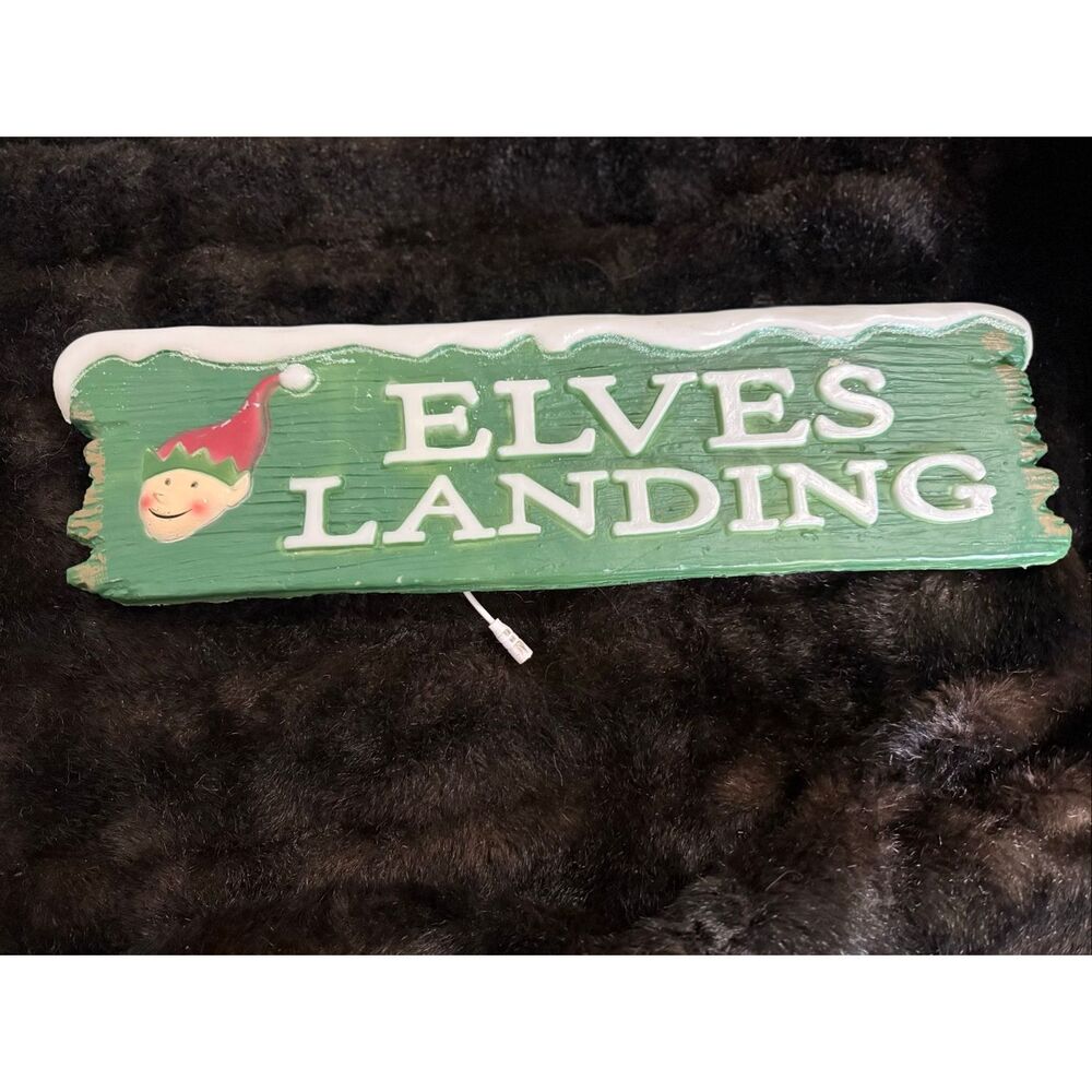 PAC Christmas Sign Post Blow Mold  Elves Landing